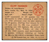 1950 Bowman Baseball #106 Cliff Fannin Browns VG-EX 487097