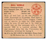 1950 Bowman Baseball #087 Bill Werle Pirates VG-EX 487108