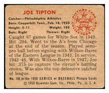 1950 Bowman Baseball #159 Joe Tipton A's VG-EX 487125