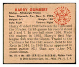 1950 Bowman Baseball #171 Harry Gumbert Pirates VG-EX 487128