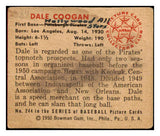 1950 Bowman Baseball #244 Dale Coogan Pirates Fair ink back 487180