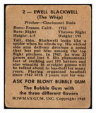 1948 Bowman Baseball #002 Ewell Blackwell Reds GD-VG 487192
