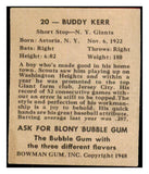 1948 Bowman Baseball #020 Buddy Kerr Giants EX 487198