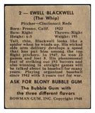 1948 Bowman Baseball #002 Ewell Blackwell Reds VG-EX 487212