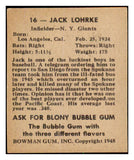 1948 Bowman Baseball #016 Jack Lohrke Giants EX-MT 487213