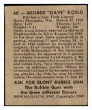 1948 Bowman Baseball #048 Dave Koslo Giants VG-EX 487219