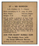 1948 Bowman Baseball #027 Sid Gordon Giants EX-MT 487243