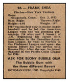 1948 Bowman Baseball #026 Frank Shea Yankees EX-MT 487246