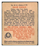 1949 Bowman Baseball #034 Dave Koslo Giants VG 487335