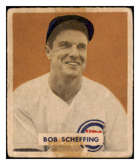 1949 Bowman Baseball #083 Bob Scheffing Cubs PR-FR Name Front 487427