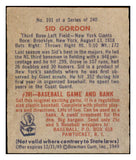 1949 Bowman Baseball #101 Sid Gordon Giants EX 487462