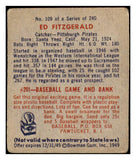 1949 Bowman Baseball #109 Ed Fitzgerald Pirates VG Print 487478
