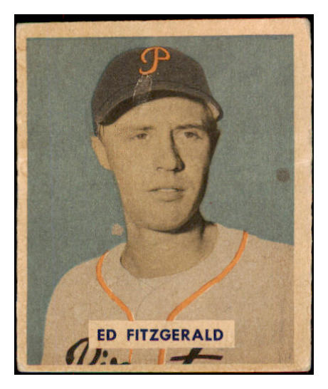 1949 Bowman Baseball #109 Ed Fitzgerald Pirates VG-EX Script 487480