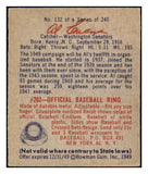 1949 Bowman Baseball #132 Al Evans Senators GD-VG Script 487521