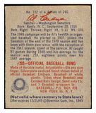 1949 Bowman Baseball #132 Al Evans Senators VG-EX Script 487522