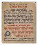 1949 Bowman Baseball #192 Harry Gumbert Reds VG 487644