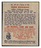 1949 Bowman Baseball #195 Eddie Bockman Pirates EX-MT 487649