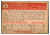 1952 Topps Baseball #132 Clyde Kluttz Senators EX-MT 487874