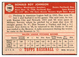 1952 Topps Baseball #190 Don Johnson Senators EX-MT 487875