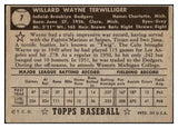 1952 Topps Baseball #007 Wayne Terwilliger Dodgers VG-EX Black 487899