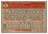 1952 Topps Baseball #013 Johnny Wyrostek Reds VG-EX Red 487910