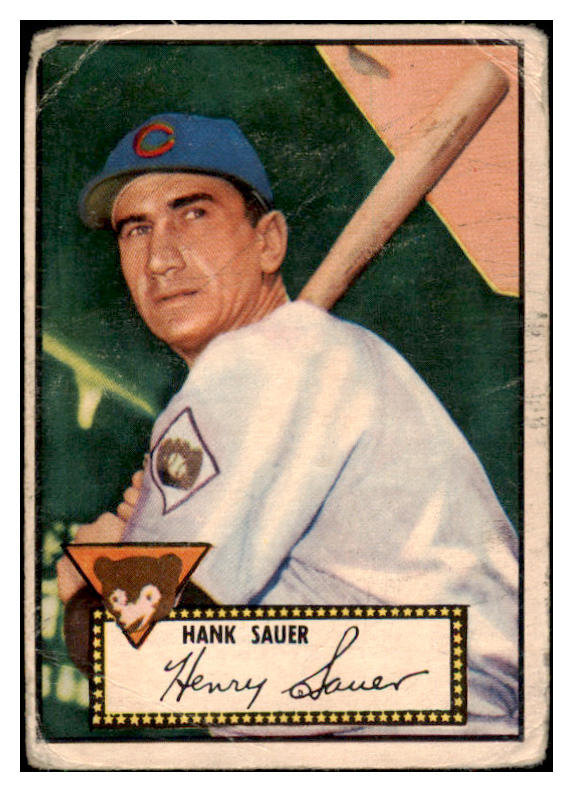 1952 Topps Baseball #035 Hank Sauer Cubs Fair Red 487946