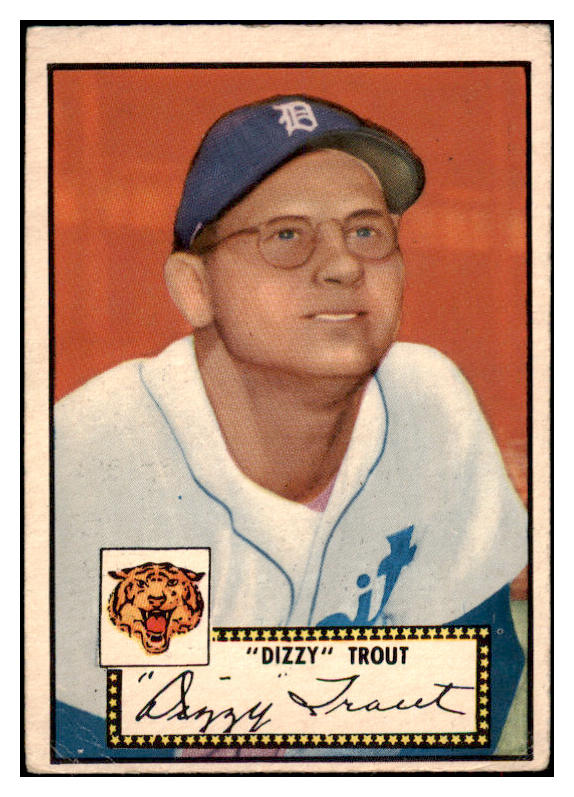 1952 Topps Baseball #039 Dizzy Trout Tigers VG Black 487952