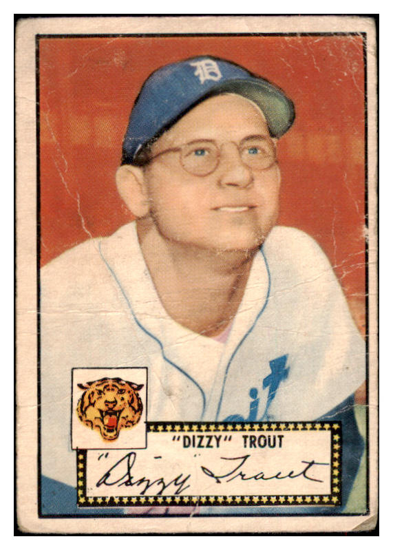 1952 Topps Baseball #039 Dizzy Trout Tigers PR-FR Red 487953