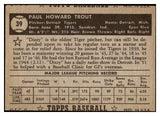 1952 Topps Baseball #039 Dizzy Trout Tigers VG-EX Black 487955