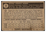 1952 Topps Baseball #040 Irv Noren Senators VG Black 487956