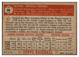 1952 Topps Baseball #040 Irv Noren Senators EX Red 487959
