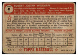 1952 Topps Baseball #041 Bob Wellman A's PR-FR Red 487961