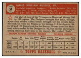 1952 Topps Baseball #051 Jim Russell Dodgers VG Red 487979