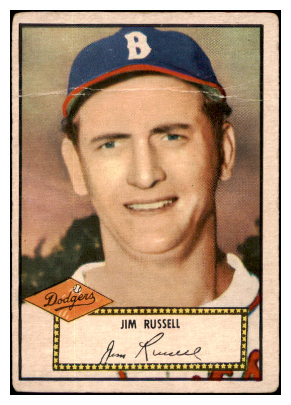 1952 Topps Baseball #051 Jim Russell Dodgers FR-GD Red 487981
