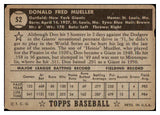 1952 Topps Baseball #052 Don Mueller Giants FR-GD Black 487985