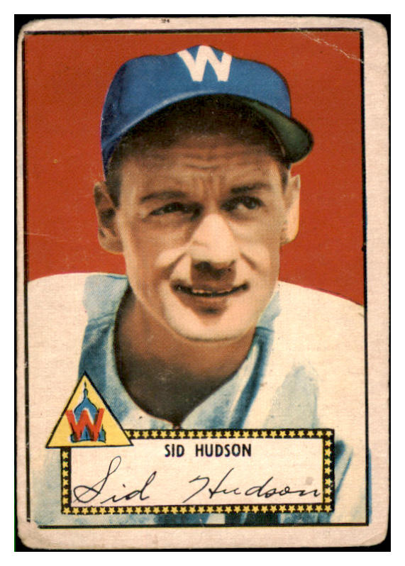 1952 Topps Baseball #060 Sid Hudson Senators FR-GD Red 488001