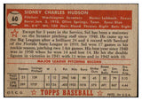 1952 Topps Baseball #060 Sid Hudson Senators EX Red 488002