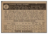1952 Topps Baseball #062 Chuck Stobbs White Sox VG Black 488007