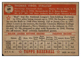 1952 Topps Baseball #069 Virgil Stallcup Reds VG Red 488020