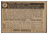 1952 Topps Baseball #069 Virgil Stallcup Reds VG Black 488021