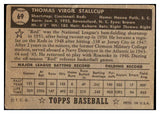 1952 Topps Baseball #069 Virgil Stallcup Reds PR-FR Black 488022