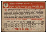 1952 Topps Baseball #071 Tom Upton Senators FR-GD Red 488031