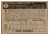 1952 Topps Baseball #071 Tom Upton Senators VG Black 488032