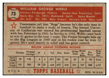 1952 Topps Baseball #073 Bill Werle Pirates FR-GD Red 488036