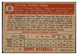 1952 Topps Baseball #073 Bill Werle Pirates VG Red 488037