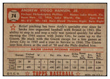 1952 Topps Baseball #074 Andy Hansen Phillies VG Red 488040