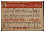 1952 Topps Baseball #083 Billy Johnson Cardinals FR-GD 488059