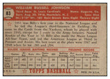 1952 Topps Baseball #083 Billy Johnson Cardinals EX 488060