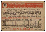 1952 Topps Baseball #087 Dale Coogan Pirates VG 488071