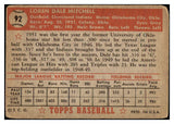 1952 Topps Baseball #092 Dale Mitchell Indians VG 488079